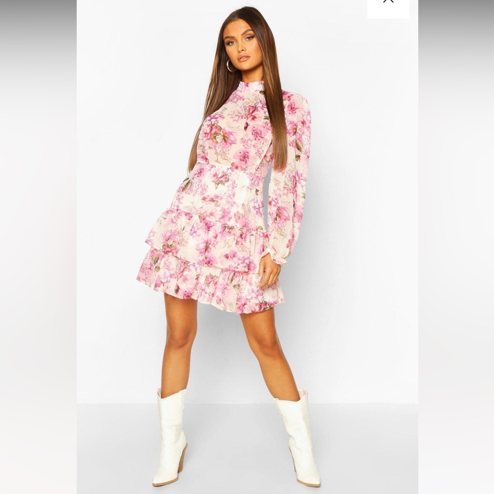 Boohoo Floral Print Dress